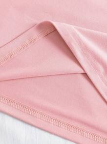 Funny Dog Slogan Graphic Print Loose Women Short Sleeve T-Shirt, Summer - Pink - View 4