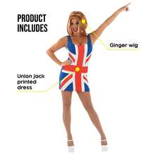 Morph Costumes Fun Shack Union Jack Dress For Women - 90s Fancy Dress Costume With Ginger Wig - Perfect For Themed Parties & Celebrations - Multicolor - View 3