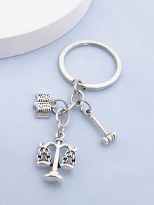 1 件女士新款创意天秤座正义秤律师法学院，法律锤法官平衡钥匙扣汽车配件可爱哥特 Y2k 万圣节配件教师节圣诞节礼物创意包挂绳带身份证夹汽车配件包饰