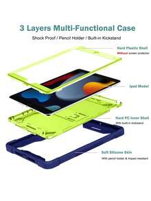 Shockproof Military Grade Anti-Fall 1pc Champagne Gold Transformer Robot Armor Tablet Case Compatible With IPad With Pencil Slot (Some Models) Spring Gift - Yellow - View 5