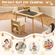 Toddler Activity Table Kids Sensory Table & Chair Set-Natural - Khaki - View 7