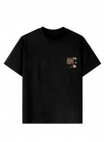 Tween Girls Black Slogan Print Short Sleeve Crew Neck T-Shirt, 1pc Summer Top For Tween Girl - Black - View 7