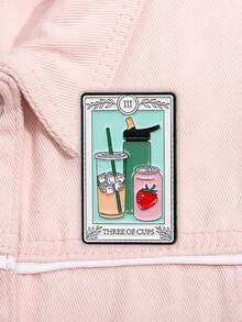 1 件提醒塔罗牌珐琅别针插图胸针松针翻领别针徽章背包衣服配饰时尚珠宝礼物 - 彩色 - 查看 2