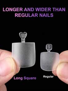 550/600 Pcs Transparent Square Shape Longer And Wider Square Toenails Matte Full Cover Large Toenail Tips With Pre-Shaped For Easy Sizing Fit For Women And Men Decor The Break Nails - Clear - View 8