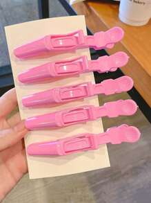Set mit 6 süßen rosa Styling-Haarclip - 12 cm x 4,3 cm, Aufteilen & Make-up Entfernen - strapazierfähiger Kunststoff, Vintage Design für Haare & Schönheit, Krokodilclips