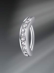 CIZME Joyería para piercings de 16G: Pendientes Rook, Anillos de Ceja, Anillos de Labio de Acero Inoxidable, Aro de Cartílago, Pendientes Rook Daith, Tragus y Piercing de Body con Barra Curva Cubierta de CZ, Anillos de Ceja de 16G, Barra Curva, Anillos de Ceja, Piercing de Superficie Daith y Tragus - Plateado - Ver 22