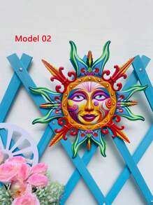 1 Pc Metal Sun Face Outdoor Wall Decoration, 13-Inch Colorful Sun Wall Art Hanging Decorative Gift, Wery Suitable For Garden Decoration, Balcony, Courtyard, Terrace, Fence