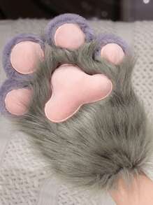 Kawaii Cat Paw Gloves - Thermal Anime Cosplay Gloves For Halloween And Christmas | Furry-Lined Animal Paw Accessories | Cute Gift For Conventions, Parties (Fox/Animal Style)
