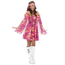 Morph Costumes 70's Fancy Dress Women Gogo Girl Costume - Retro Hippie Outfit For Themed Parties, Festivals & Events - Fun Shack Quality Design - Pink - View 4