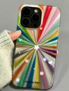 1pc Luxury Laser Radiation Fireworks Rainbow Color Phone Case With Shiny Starry Lens Protection Soft Cover For IPhone 17, 16, 15, 14, 13, 12, 11 Pro Max - Color - View 3