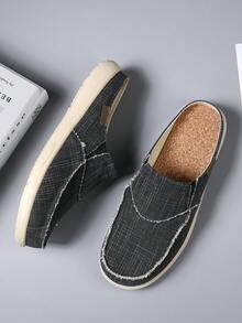 Mocasines de lona sin cordones para hombre, mocasines casuales de diario, el tamaño corre pequeño - Negro - Ver 6