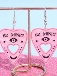 Khuyên tai hình trái tim rỗng BE MINI mới, phụ kiện ngày Valentine, khuyên tai acrylic thời trang. - Một cỡ - Xem 4
