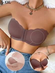 Women's Wireless Front Closure Or Removable Padded Cup Comfortable Bra - Brown - View 2