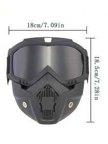 1pc Vintage Motorcycle Helmet Windshield Dustproof Goggles Mask Shield For Riding Or Off-Roading Glasses - Black - View 4