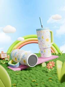 24oz Handled Insulated Tumbler, Vacuum Insulated Stainless Steel Travel Mug With Straw, Vacuum Insulated Water Bottle, Reusable Stainless Steel Water Bottle - Keeps Hot/Cold For Up To 24 Hours - White - View 5