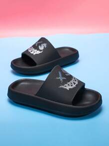 Sandalias de espuma antideslizantes para niños, diseño de dibujos animados lindo, con suela suave y ligera, adecuadas para niños pequeños y niños mayores, zapatillas de interior casuales de secado rápido