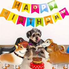 6pcs Walking Dog Themed Aluminum Foil Balloons, Including Dachshund, Corgi, Poodle, Shepherd Dog Shapes, Suitable For Birthday Party, Pet Party, Theme Party, Graduation, Farm Decoration, Mother's Day And Other Occasions
