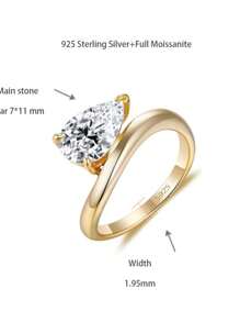 1pc Silver Color 3ct Moissanite Women's Engagement Ring With GRA Certificate