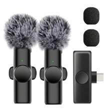 Wireless Lavalier Microphone For Phone TypeC Lapel Mics Plug-Play 2.4G Ultra-Low Delay Built-In Noise Reduction Chip Working Time For Video Recording Interview Podcast Vlog