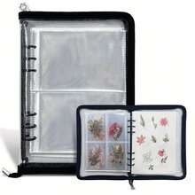 Sticker Collector's Zipper Binder Album - Reusable PVC Plastic Storage Organizer With Blank Release Paper & Multiple Pockets For Adults, Scrapbooking, Journaling, Crafting, Collector's Album - Multicolor - View 2