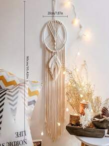 1pc Handmade Macrame Wall Hanging Decor, Bohemian Wall Decor Tassel Dream Catcher, Wall Art For Home And Apartment Decor, Perfect Gift For Housewarming, Yoga And Meditation Room Decor, Wall Hanging For Spiritual Space(Without Lights) Bedroom Decor Home Decor