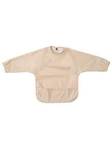 1pc Soft PU Long-Sleeved Waterproof Feeding Bib, Baby Bibs Plain Color, Long Sleeve Feeding Bib, Reverse Wear, Solid Color, Smock For Baby And Toddler Bib Suit