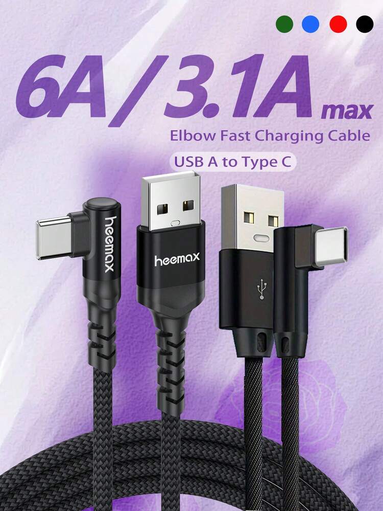 USB Type C Cable,60W Max Fast Charging Cord Compatible With Iphone 16/15series, 3A Max USB A To Type C Charger Cable Compatible With Samsung Galaxy S23 Ultra,S22 Note 20 Redmi Note K60 K50 11 11s 12 Plus Oppo Reno 4 Realme X2 X3 Pro Compatible With IPhone 16, 16 Pro Max, 15, 15 Plus, 15 Pro, 15 Pro Max,Compatible With Xiaomi, Compatible With OnePlus 90 Degree Right Angle Aluminum Alloy Nan - Green - View 1