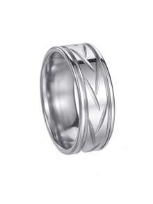 1 pieza Anillo de acero inoxidable con diseño de corte a la moda, duradero y de diseño unisex - ranuras geométricas - Ver 13