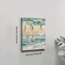 1 pieza Obra de arte de lienzo enmarcada, Paseo por la playa, Charm de verano, Impresión de arte estilo impresionista en lienzo, Pintura de póster de decoración de pared, Regalo ideal para dormitorio, sala de estar, pasillo, dormitorio, lista para colgar - Multicolor - Ver 8