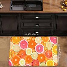 1 件夏季新鲜橙子和柠檬片水果印花门垫，柔软防滑吸水可机洗矩形短绒地毯，家居装饰地毯，适用于浴室、卧室、厨房、洗衣房 - 彩色 - 查看 14