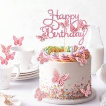 13 件/套 3D 蝴蝶蛋糕装饰、婴儿洗礼蛋糕装饰、婚礼装饰、派对用品、礼品装饰、性别揭示装饰、毕业装饰、幼儿园装饰、婴儿洗礼装饰、生日装饰、周年纪念、父亲节礼物 - 淺粉色 - 查看 2