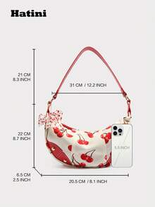1pc HATINI Unique Design Cute Bow Decor Sling Bag, Casual Versatile Shoulder Bag, Lightweight Minimalist Sports Bag For Women, Dumpling Shape Purse Suitable For Work Commute, Dating, Shopping - Red and White - View 5