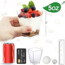25/50/100pcs 5 Oz Plastic Dessert Cups , Yogurt Parfait For Party Appetizers, Mini Desserts, Mousse, Pudding, Fruit, Jelly Cheesecake And Ice Cream Square Plastic Cup Cheese Cake Cup - Transparent - View 3