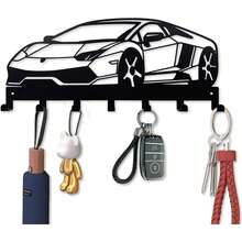 HELLOYOUNG MUYUSEN 1 pieza Llavero de metal con forma de coche de carreras - Llaves del hogar, accesorios pequeños, estante de almacenamiento montado en la pared, decoración de pared, adecuado para decoración del hogar y festiva, adecuado para decoración del hogar moderna - Multicolor - Ver 10