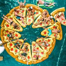 180cm PVC Inflatable Pizza Slice Floating Bed Raft Swimming Ring Air Mattress Float Row Adult Swimming Pool Water Swim Beach, Beach Essentials, Beach Accessories - Yellow - View 1