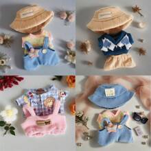 17cm Outfit Accessory, T-Shirt Suspender Pants Clothing Blind Box Plush Doll Removable Outfit Set, Suitable For 1st And 2nd Generation Dolls (Clothes Only, No Shoes). Fits 15cm-17cm (5.9 Inches-6.69 Inches) Dolls, Doll Clothes/Shoes Replacement, Suitable For Birthday, Holiday, Valentine's Day Gifts, Suitable For Everyone (Clothes Only, No Dolls Sold)