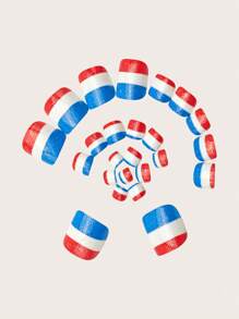 24 Peças Unhas Postiças Curtas Francesas em Forma de Quadrado, Gradiente Vermelho Branco Azul para Dia da Independência, Trabalho, Encontro, Festa, Viagem com Adesivos, Lixa e Fixador de Gelatina Aleatório