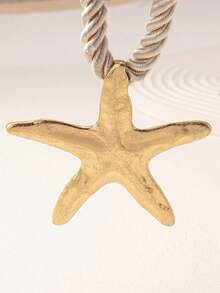 1 Pc Oversized Big Starfish Pendant Rope Necklace For Summer - Multicolor - View 3