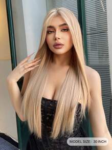 Forehead Lace 4*1, 1 Piece Synthetic Heat Resistant Curls With Bangs Wig Linen Blonde 30 Inch Full Braided Everyday Natural Realistic Wig