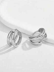 1 Pair S925 Sterling Silver Delicate Elegant Double Circle Ladies Earrings Ladies Jewelry Gift Birthday Gift Party Gift Daily Wear - Earrings - View 9