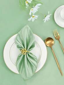 4/8/12/16 Pcs Elegant Sage Green Satin Napkins, 17x17 Inches - Smooth & Silky, Suitable For Dinner And Decoration, Ideal For Weddings, Parties And Graduations - Green - View 4