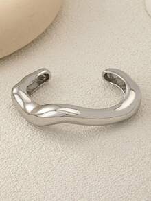 1 Vòng tay thiết kế nhỏ giọt màu bạc / Vòng tay bánh xe tối giản / Bộ vòng tay xếp chồng cho phụ nữ, Trang sức thiết kế cơ bản để đeo hàng ngày - Bạc - Xem 9