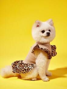 PETSIN 1pc Leopard Print Pet Dress For Dog And Cat For Summer - Khaki - View 3