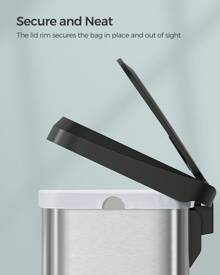 SONGMICS Kitchen Bin, 68L Rubbish Bin, Metal Waste Pedal Bin With Lid, Tall And Large, , Silver And Black