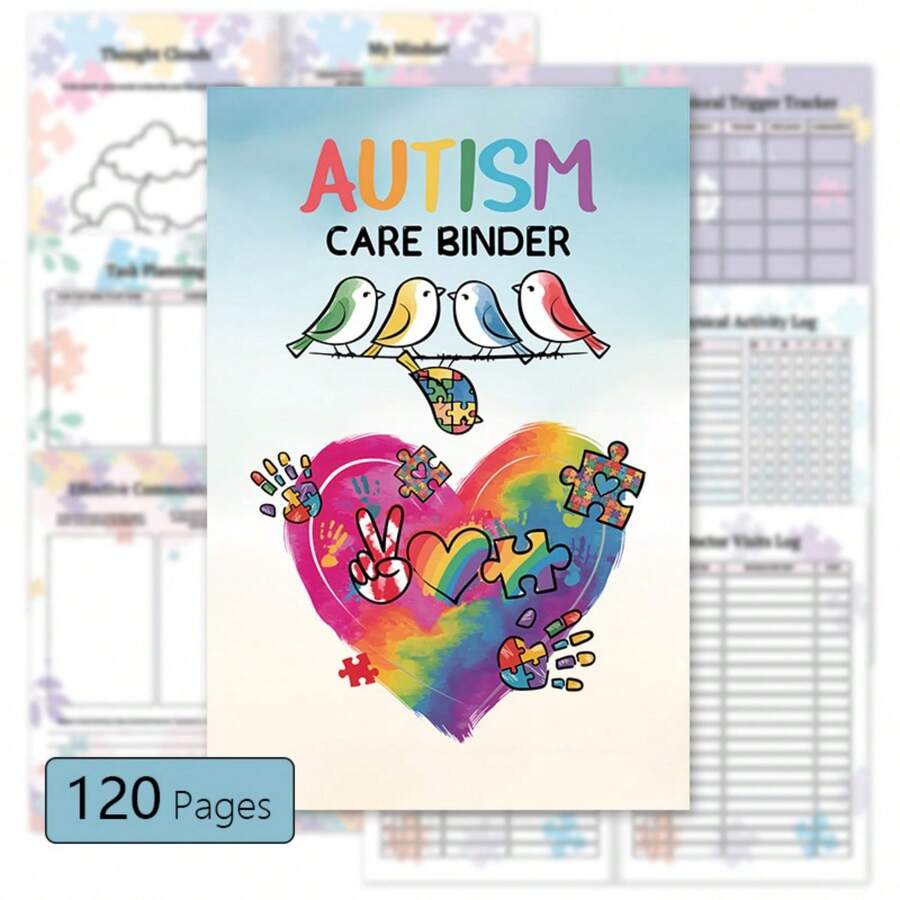1pc Autism Care Binder,120page Care Plan For Autistic Patients - Multicolor - View 1