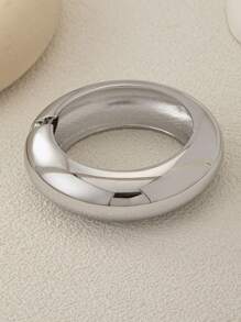 1 Pc Silver Color Chunky Wheel Bangle Women Minimalist Cuff Bracelet / Basic Design Cuff Bangle Bracelet For Daily Wear