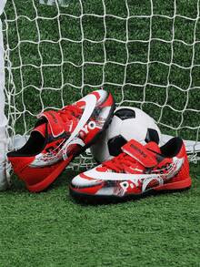 1 双男童/青少年足球鞋，模压防滑钉，运动训练鞋