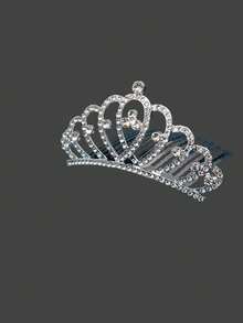 1pc Silver Elegant Princess Headpiece Hair Accessories Headband Hair Comb, Women European&American Masquerade Crown Tiara, Alloy Crystal Bridal Wedding Party Birthday Cosplay Decor - Silver - View 5