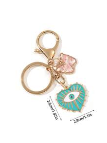 1pc Women's Fashion Real Flower Butterfly Zinc Alloy Colorful Devil Eye Charm Keychain - Multicolor - View 6
