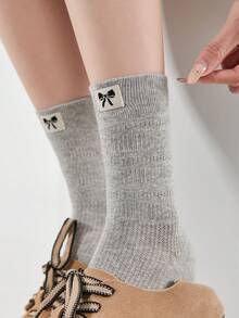 1 Pair Women's Lightweight Breathable Mesh Hollow-Out Solid Color Cute Sweet Bow Accent Decorative Socks, Fashionable Ins Style School Girl Socks, Suitable For Daily Wear - Multicolor - View 4